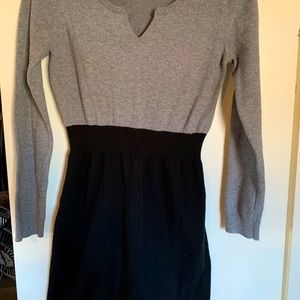 Black and gray sweater fitted short dress